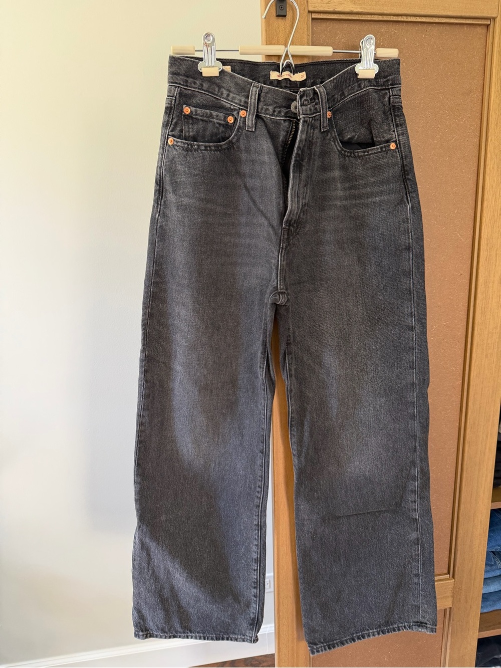 Levi's Ribcage Black Wide-Leg High-Rise Jeans